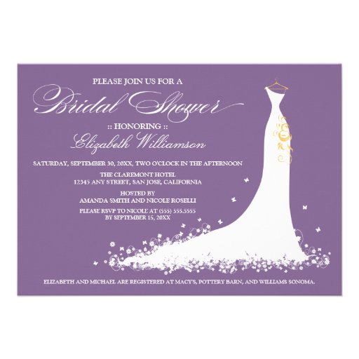 Wedding Gown Bridal Party Invitation (purple)