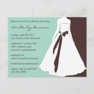Wedding Gown Bridal Shower Invite postcard