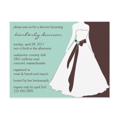 Wedding Gown Bridal Shower Invite Post Cards by EverAfter