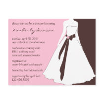 Wedding Gown Bridal Shower Invite postcards