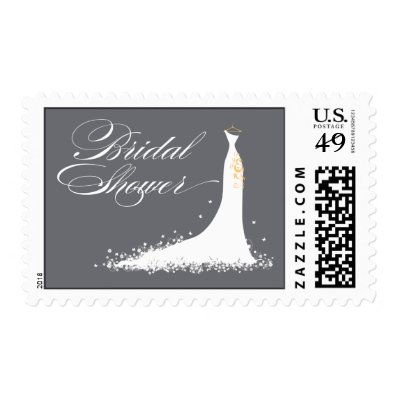 Wedding Gown Bridal Shower Stamp (grey)