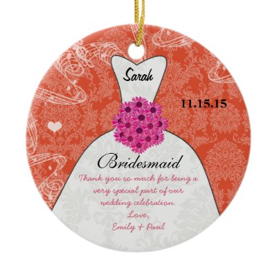 Wedding Gown Bridesmaid Wedding- You Choose Color Ornaments