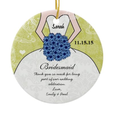 Wedding Gown Bridesmaid Wedding- You Choose Color Christmas Ornament