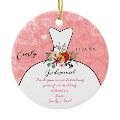 Wedding Gown Bridesmaid Wedding- You Choose Color Christmas Ornament