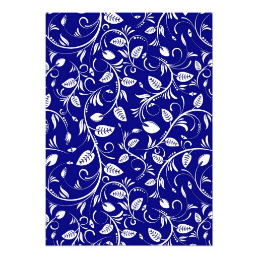 Wedding gown on royal blue Bridal Shower Invite