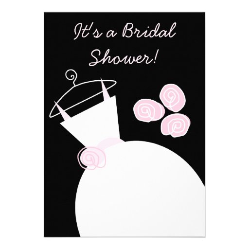 Wedding Gown Pink bridal shower invitation black