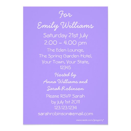 Wedding Gown Purple bridal shower invitation