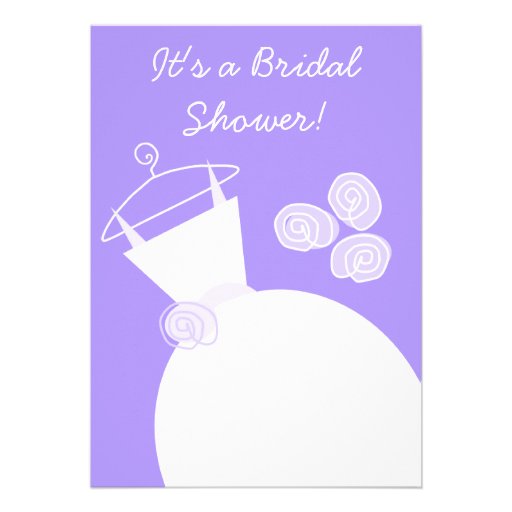 Wedding Gown Purple bridal shower invitation