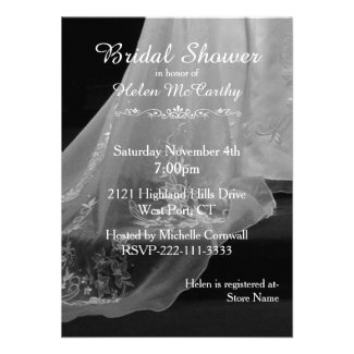 Wedding Gown Train Bridal Shower Invitation