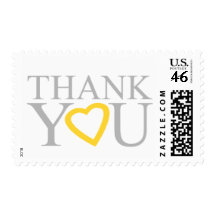 Wedding Gray And Yellow Thank You Stamps