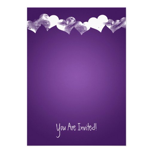 Wedding Grunge Hearts Purple Personalized Invite