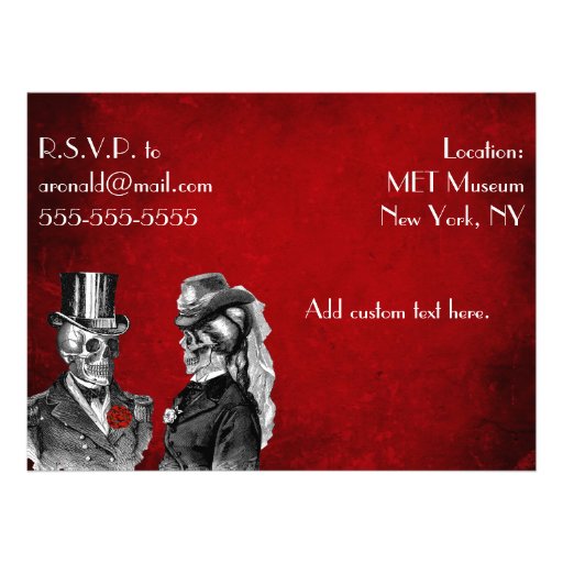 Wedding Grunge Skull Couple Custom Invitation