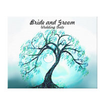 Wedding Guest Book Alternative Blue Tree of Life Canvas Prints