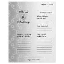 Wedding Guest Book Attended Vertical Gray Floral Flyer Design