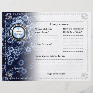 Wedding Guest Book Horizontal Blue Floral flyer
