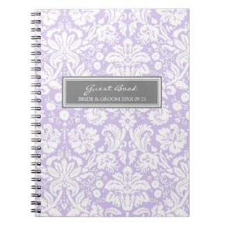 Wedding Guest Book Lilac Gray Damask Notebook