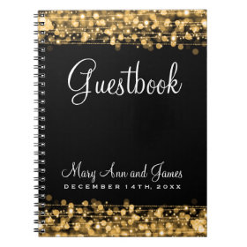 Wedding Guestbook Party Sparkles Gold Spiral Notebooks