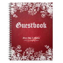 Wedding Guestbook Victorian Flourish Red notebooks