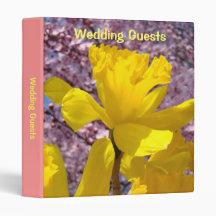 Wedding Guests binder book Yellow Daffodil Blossom