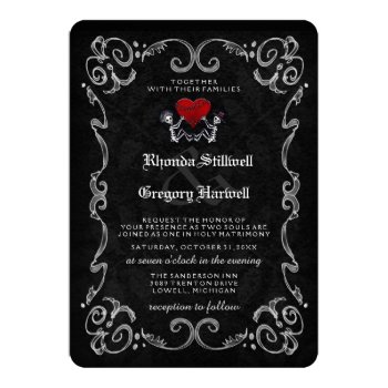 Wedding Halloween Skeletons "together With" 5x7 Paper Invitation Card by juliea2010 at Zazzle