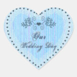 WEDDING HEART STICKERS - BLUE ELEGANT HEART