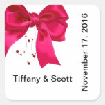 Wedding Hearts and Bows Sticker Template