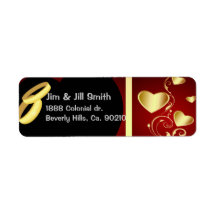 Wedding Hearts Golden Rings Set Return Address Labels