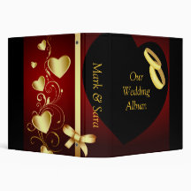 Wedding Hearts Golden Rings Vinyl Binder