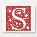 Wedding Hearts Letter S mousepads