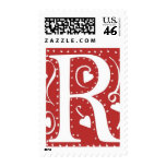 Wedding Hearts Monogram R Postage