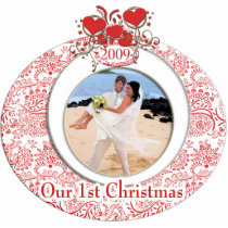 Wedding Hearts Ornament Our 1st Christmas photo sculptures