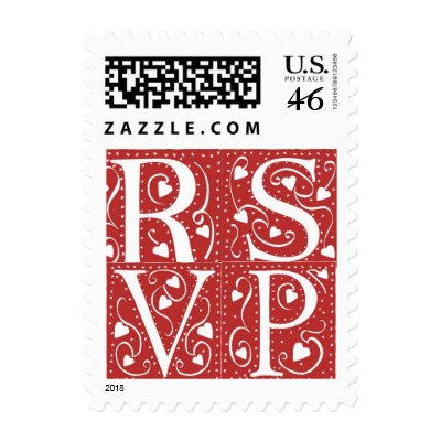 Wedding Hearts RSVP Stamp