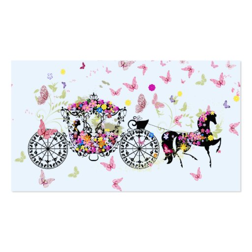 Wedding Horse & Carriage Flowers & Butterflies 2 Business Card Template (front side)