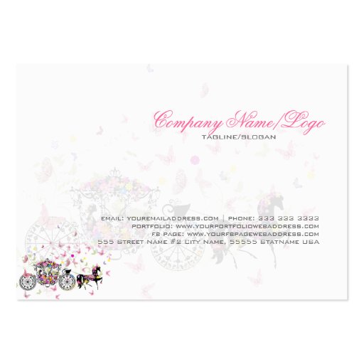 Wedding Horse & Carriage Flowers & Butterflies Business Card (back side)