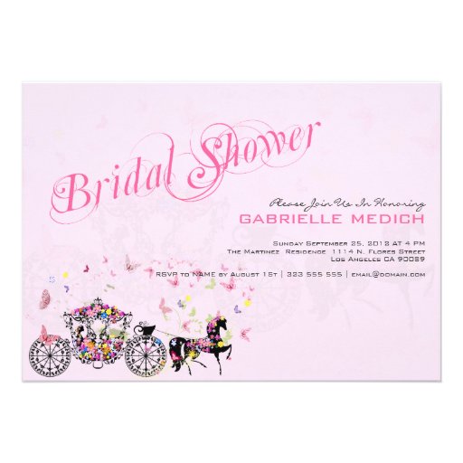 Wedding Horse & Carriage Flowers & Butterflies Card