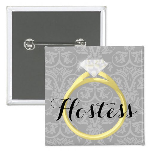 Wedding Hostess Bridal Wedding Party Name Tag Pinback Button Zazzle