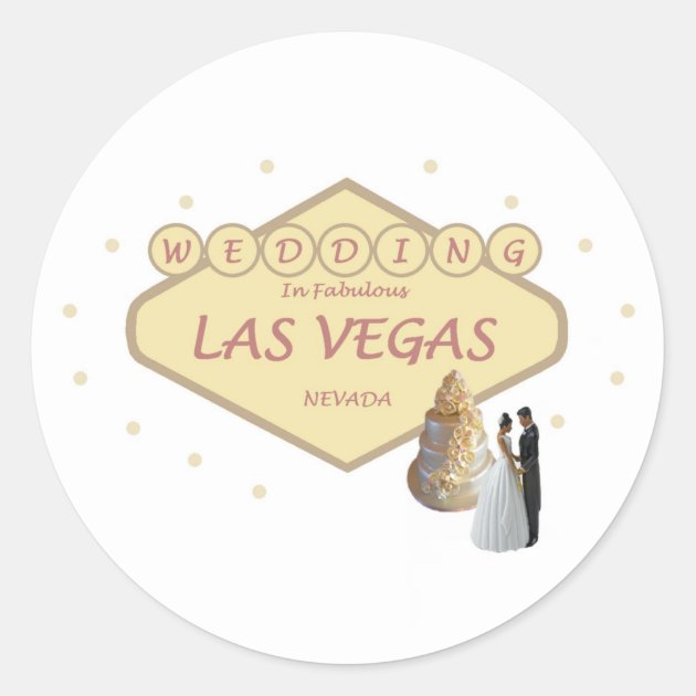 WEDDING In Las Vegas B&G With Cake Sticker | Zazzle