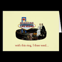 Wedding in Las Vegas Bride, Groom sitting on ring  cards