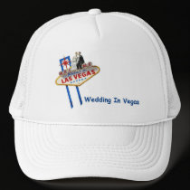WEDDING In Vegas Bride & Groom on LV Sign Cap hats