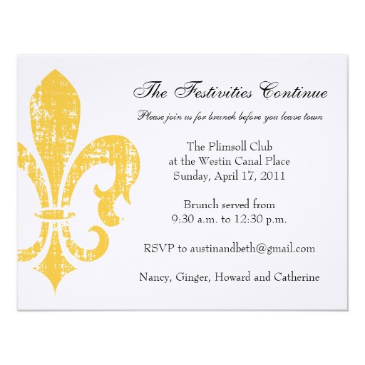 Wedding Information Card | New Orleans | Gold