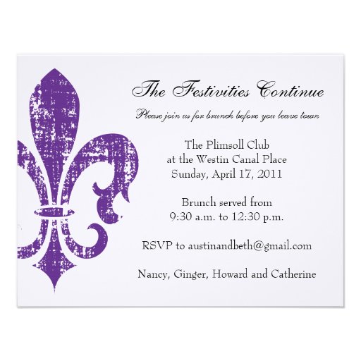 Wedding Information Card | New Orleans | Purple