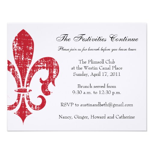 Wedding Information Card | New Orleans | Red