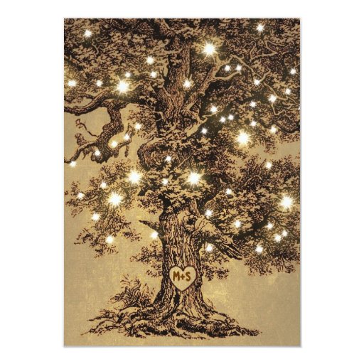 Wedding information cards with oak tree personalized announcement
