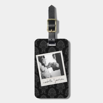 Wedding Instagram Photo Retro frame Custom Text Bag Tag
