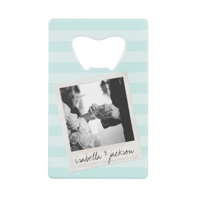 Wedding Instagram Photo Retro frame Custom Text Credit Card Bottle Opener