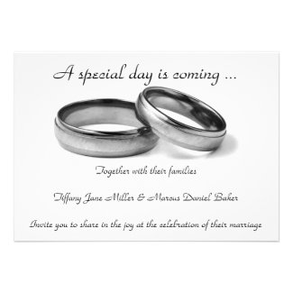 Wedding Invitation and black & white wedding rings
