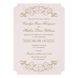 Wedding Invitation | Antique Gold Flourish 5" X 7" Invitation Card
