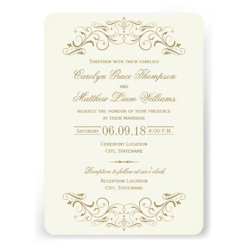 Wedding Invitation | Antique Gold Flourish