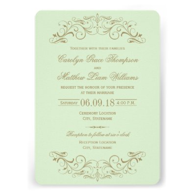 Wedding Invitation | Antique Gold Flourish