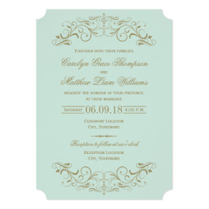 Wedding Invitation | Antique Gold Flourish 5